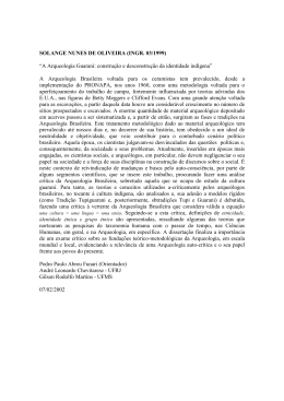 SOLANGE NUNES DE OLIVEIRA (INGR. 03/1999) “A Arqueologia