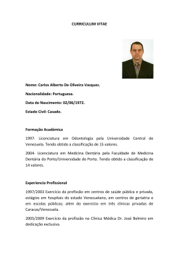 CURRICULUM VITAE Nome: Carlos Alberto De Oliveira Vasquez