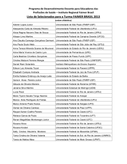 Lista de Selecionados para a Turma FAIMER BRASIL 2013