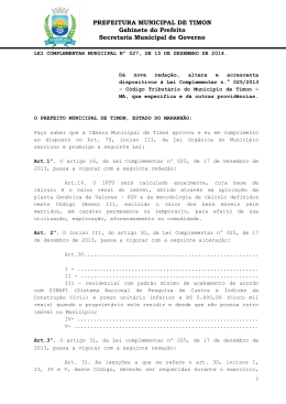 Alteração do Código Tributário Municipal de Timon