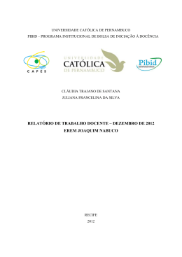 Relatório PIBID – Dezembro 2012