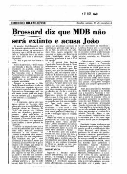 Brossard diz que MDB não será extinto e acusa João