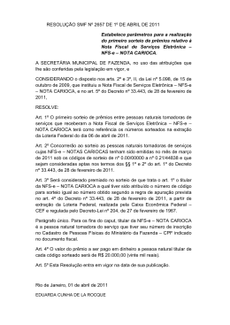 Resolução SMF Nº 2.657 01/04/2011 Estabelece