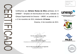 Certificamos que Adriano Nunes da Silva participou do II SIMBEEF