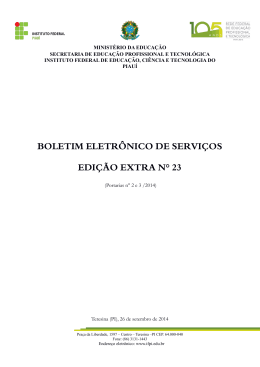 Edição Extra - Portarias nº 2 e 3/2014