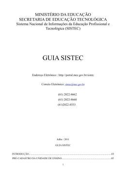 GUIA SISTEC - Ministério da Educação