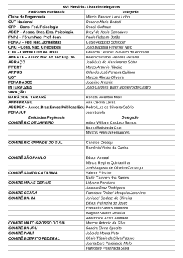 Lista de delegados da XVI Plenária do FNDC