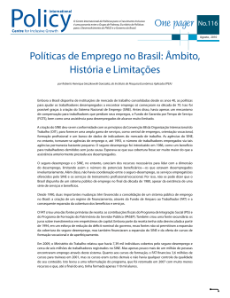 Políticas de Emprego no Brasil: Âmbito, História e Limitações