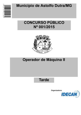 Operador de Máquina II CONCURSO PÚBLICO Nº 001/2015