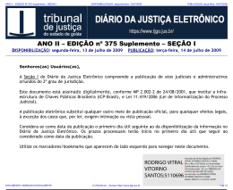 EDIÇÃO 375 Suplemento - SEÇÃO I - Tribunal de Justiça do Estado