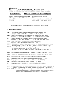 Lista de Funções e Procedimentos do Pascal