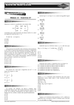 Lista de exercícios 3 Ano Apostila 02 Matemática I