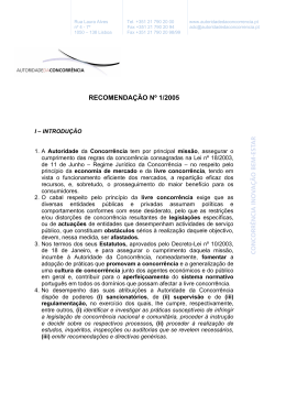 RECOMENDAÇÃO Nº 1/2005 - Autoridade da Concorrência