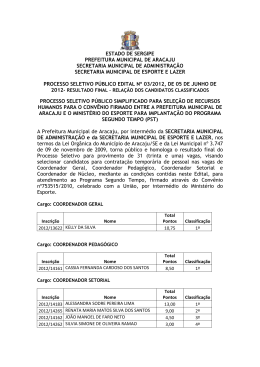 Edital n° 03/2012, resultado final - Prefeitura de Aracaju