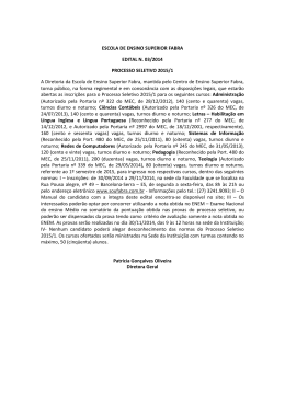 ESCOLA DE ENSINO SUPERIOR FABRA EDITAL N. 03/2014