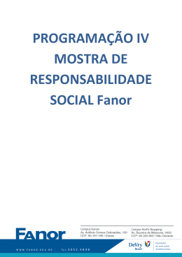 PROGRAMAÇÃO IV MOSTRA DE RESPONSABILIDADE SOCIAL