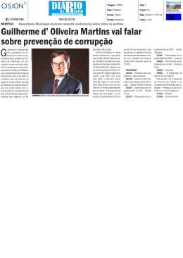 Guilherme d` Oliveira Martins vai falar sobre prevenção de corrupção