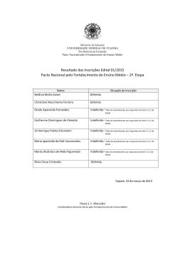 Resultado das Inscrições Edital 01/2015 Pacto Nacional