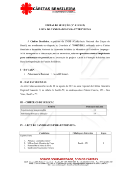 EDITAL DE SELEÇÃO (Nº. 018/2015) LISTA DE CANDIDATOS