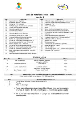 Lista de Material Escolar - 2016 Jardim II