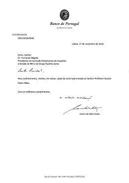 Carta do Governador do Banco de Portugal ao Presidente da