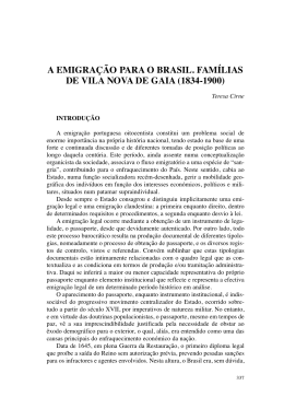 a emigração para o brasil. famílias de vila nova de gaia (1834