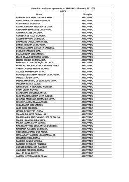 Lista dos candidatos aprovados no PROUNI 2ª Chamada 2012/02