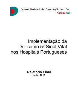 Implementação da Dor como 5º Sinal Vital nos Hospitais Portugueses