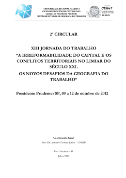 2ª CIRCULAR XIII JORNADA DO TRABALHO “A