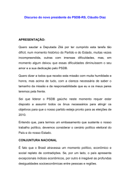 Discurso do novo presidente do PSDB-RS, Cláudio Diaz