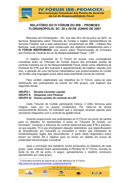 Relatório IV FÓRUM IRB-PROMOEX - Portal Nacional dos Tribunais