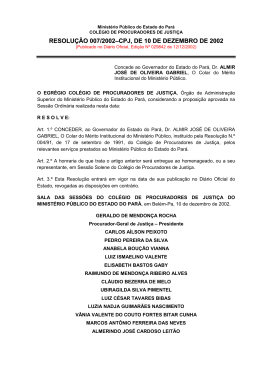 Resolução Nº 007/2002-MP/CPJ - Ministério Público do Estado do