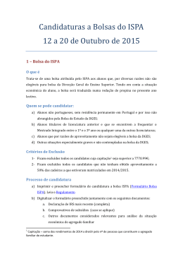 Candidaturas a Bolsas do ISPA 12 a 20 de Outubro de 2015