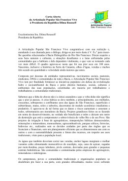 Carta da SFVivo para Presidenta Dilma Rousseff