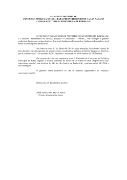 GABARITO PRELIMINAR CONCURSO PÚBLICO nº 001/2014