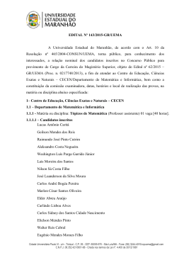 EDITAL Nº 143/2015-GR/UEMA A Universidade Estadual do