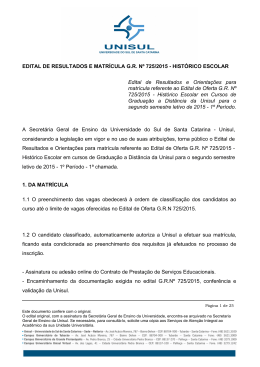 EDITAL DE RESULTADOS E MATRÍCULA GR Nº 725/2015