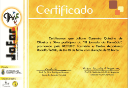 Certificamos que Juliano Casemiro Quintino de Oliveira e Silva