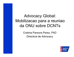 Advocacy Global: Mobilizacao para a reuniao da ONU sobre DCNTs