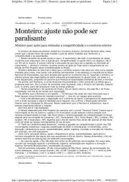 Monteiro: ajuste não pode ser paralisante