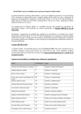 Lista de candidatos convocados para inspeção médica