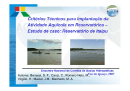Estudo de caso: Reservatório de Itaipu
