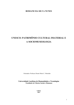 unesco: patrimônio cultural imaterial e a sociomuseologia