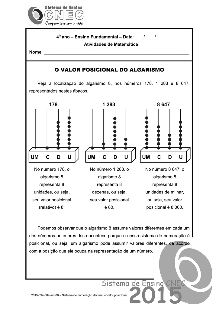 Qual é O Valor Posicional Do Algarismo 2