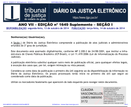 SEÇÃO I - Tribunal de Justiça do Estado de Goiás