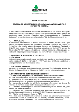 EDITAL N.º 52/2015 SELEÇÃO DE MONITORIA ESPECÍFICA PARA