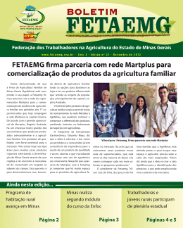 Fetaemg firma parceria com rede martplus para comercialização de