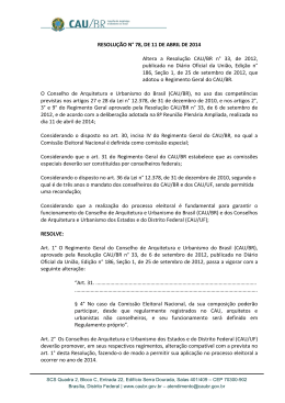 Altera a Resolução CAU/BR n° 33, de 2012, publicada no Diário