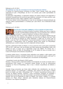 Publicado em 20- 05-2014 Moçambique no topo da estratégia de