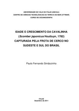 IDADE E CRESCIMENTO DA CAVALINHA (Scomber